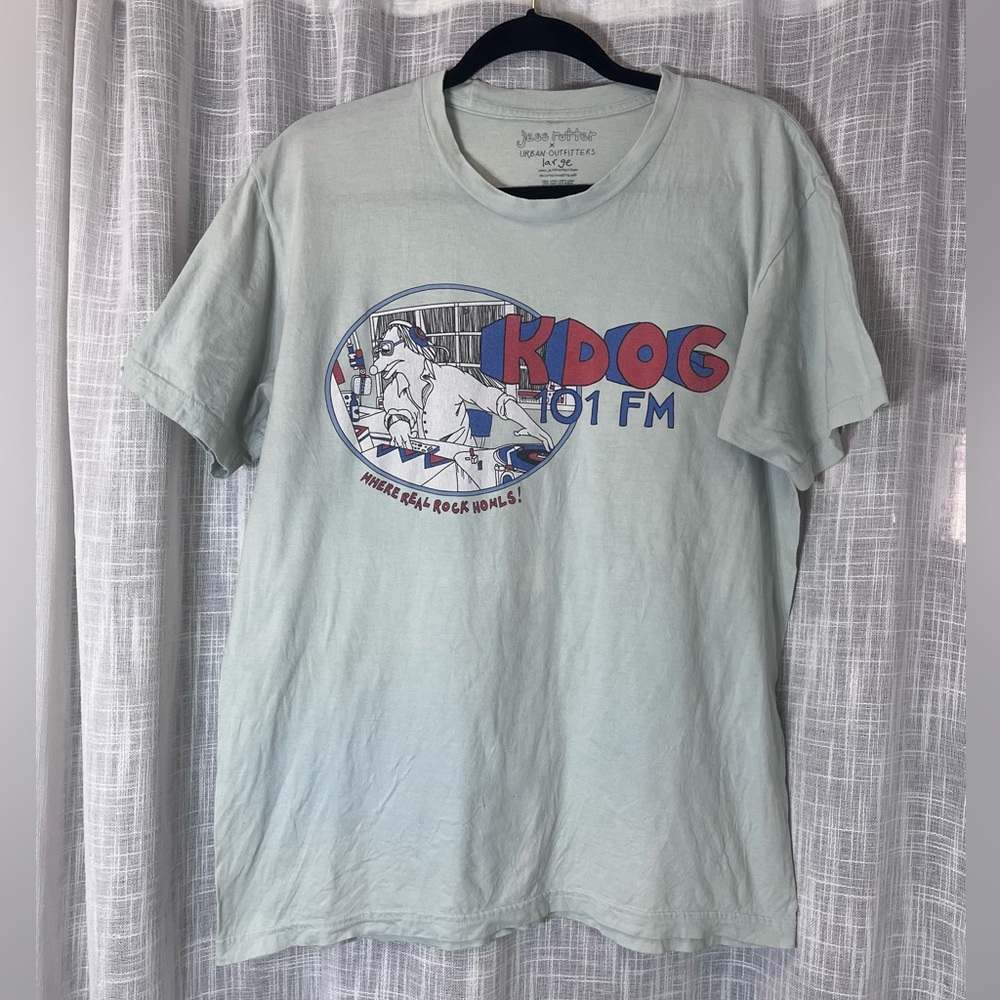 Urban Outfitters Jess Rotter K-DOG 101 FM Light Blue Graphic Tee T-shirt Large